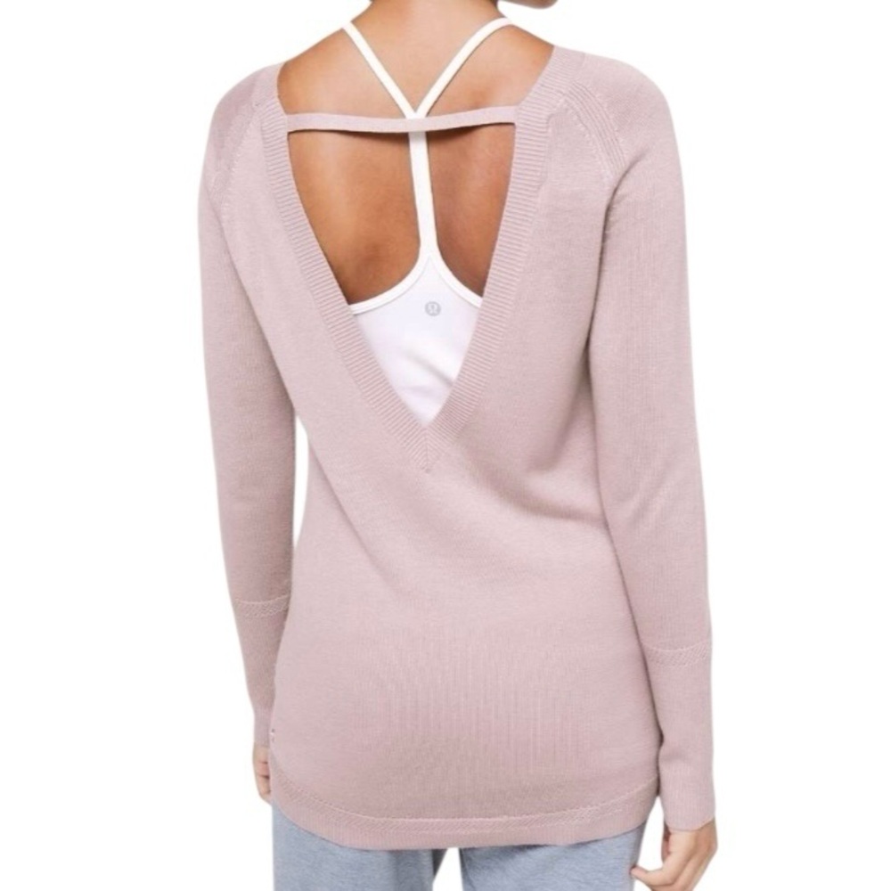 Lululemon Unity Drop Back Sweater Smoky Blush Pink Size 6 Longline Lightweight - Picture 2 of 10
